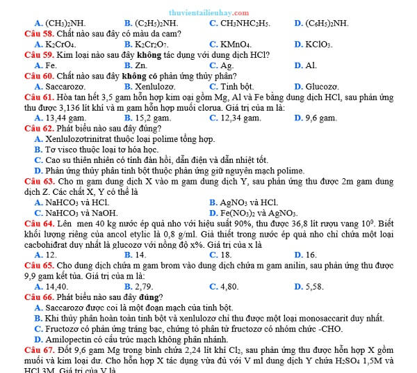 10 Đề Ôn Thi Tốt Nghiệp THPT 2023 Môn Hóa Có Lời Giải