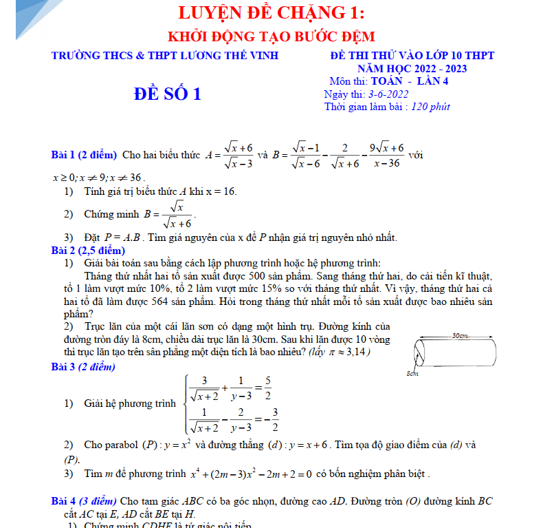 Đề Ôn Thi Vào Lớp 10 Môn Toán Hà Nội 2023