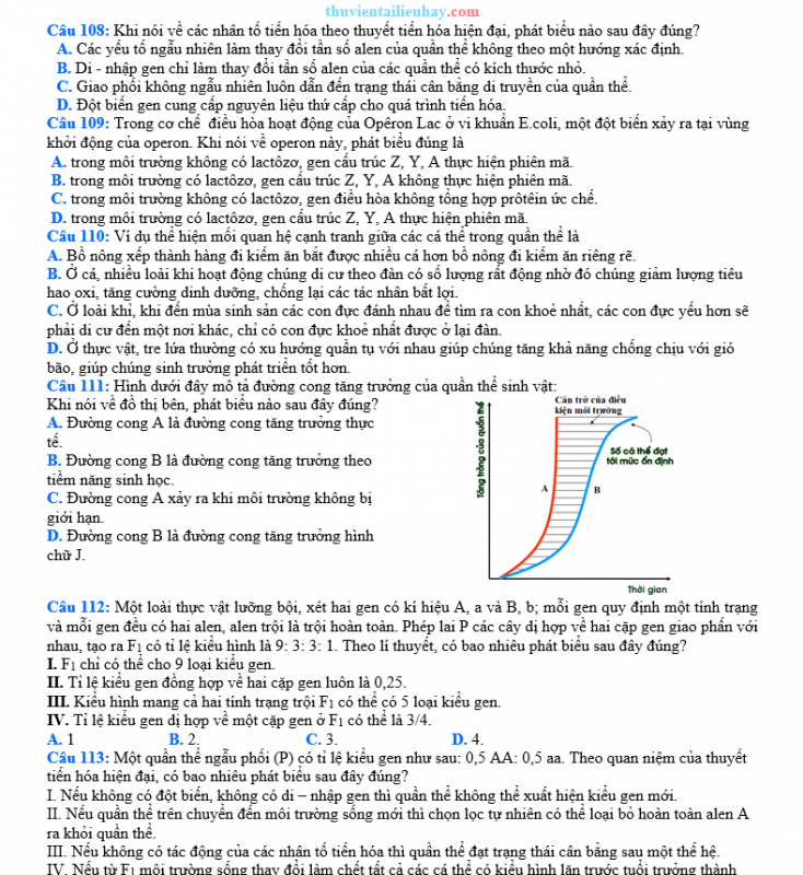 Đề Thi Thử 2023 Môn Sinh Có Lời Giải Chi Tiết Đề 5