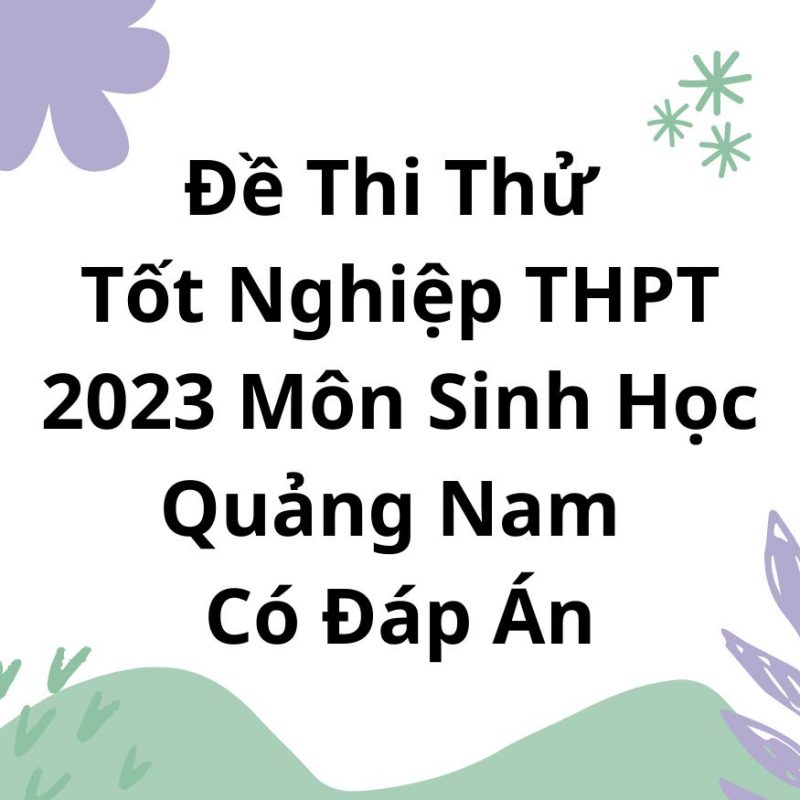 Đề Thi Thử Tốt Nghiệp THPT 2023 Môn Sinh Học Quảng Nam