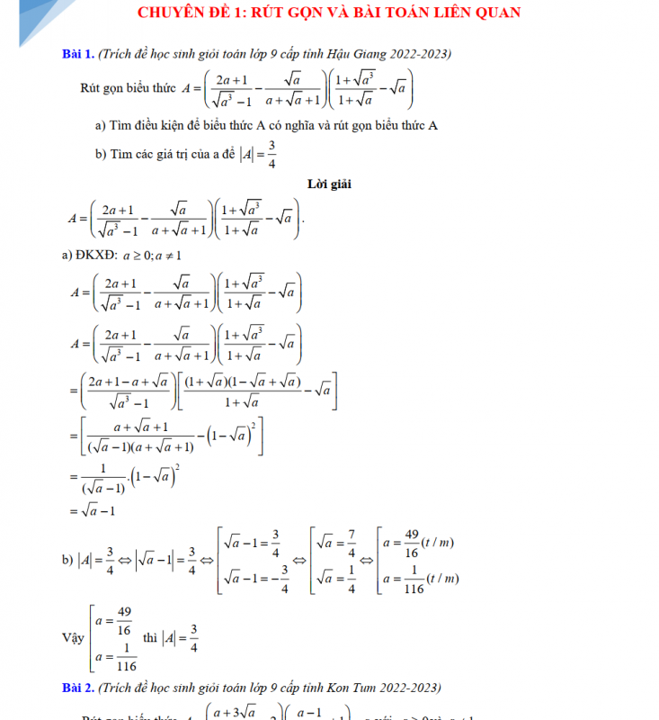 Tách Đề Thi HSG Môn Toán 9 Cấp Tỉnh Năm 2022-2023