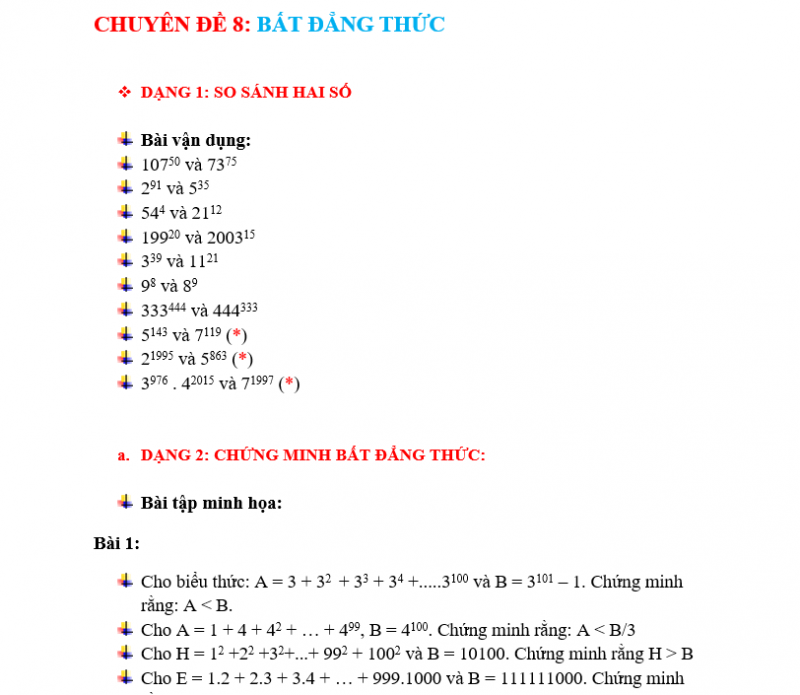 Chuyên Đề Bồi Dưỡng HSG Toán 6: Bất Đẳng Thức