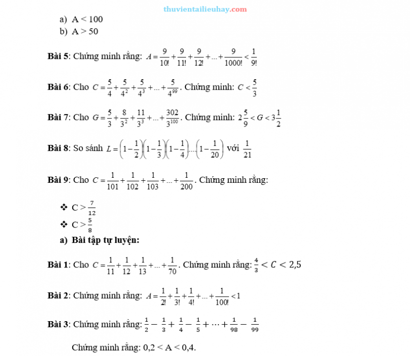 Chuyên Đề Bồi Dưỡng HSG Toán 6: Bất Đẳng Thức