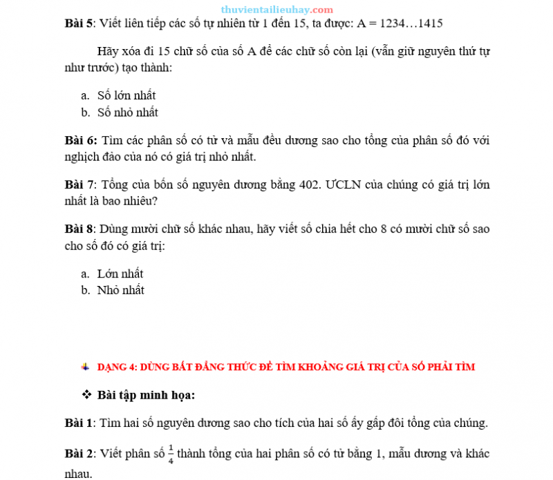 Chuyên Đề Bồi Dưỡng HSG Toán 6: Bất Đẳng Thức