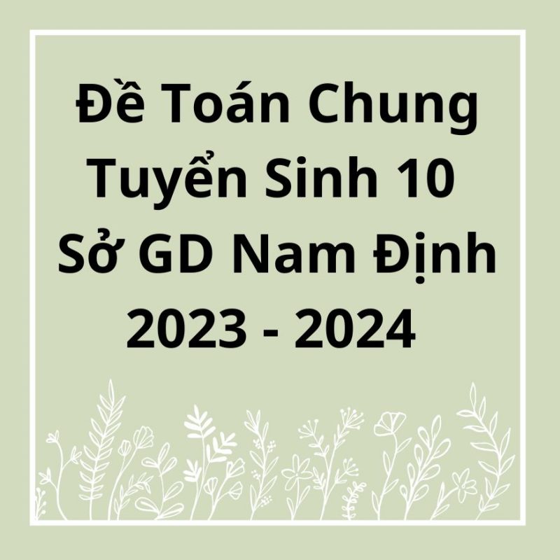 Đề Toán Chung Tuyển Sinh 10 Sở GD Nam Định 2023-2024