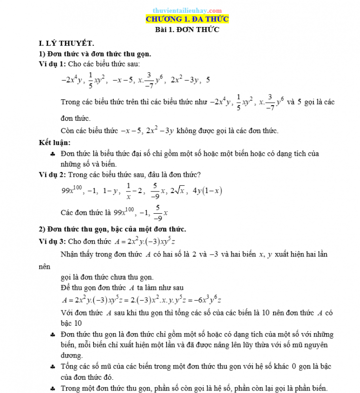 Bài Tập Cơ Bản Toán 8 Chương 1 Đa Thức Có Đáp Án Chi Tiết