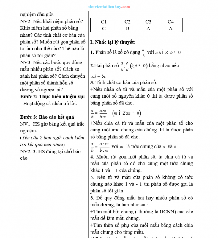 Giáo Án Dạy Thêm Toán 6 Phân Số