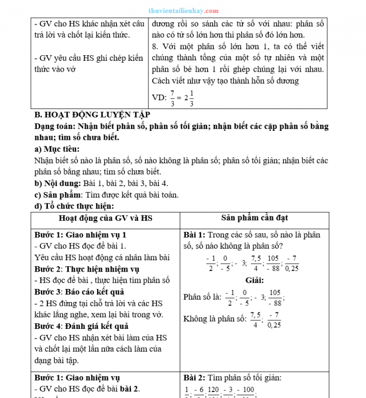 Giáo Án Dạy Thêm Toán 6 Phân Số