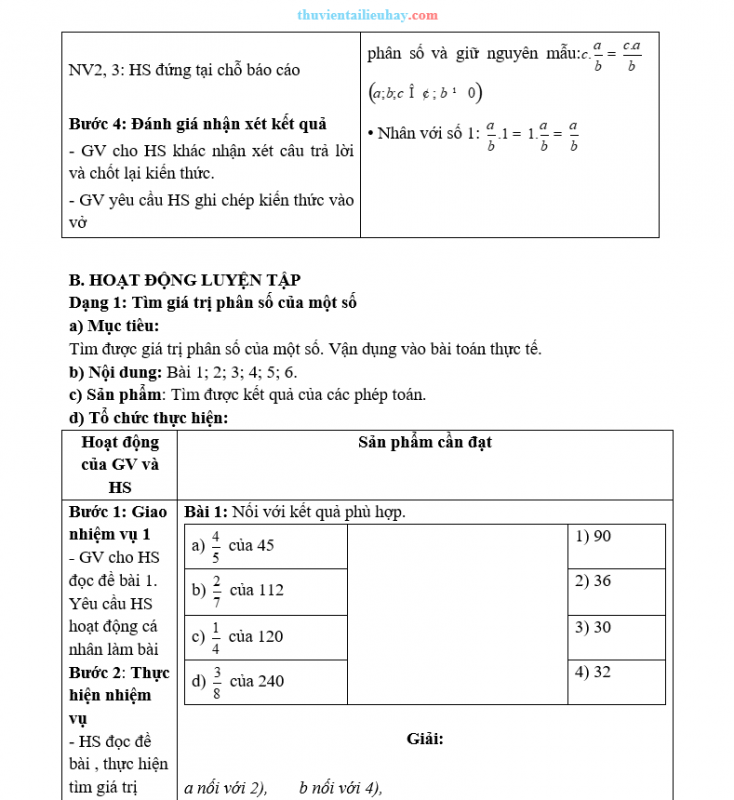 Giáo Án Dạy Thêm Toán 6 Hai Bài Toán Cơ Bản Của Phân Số