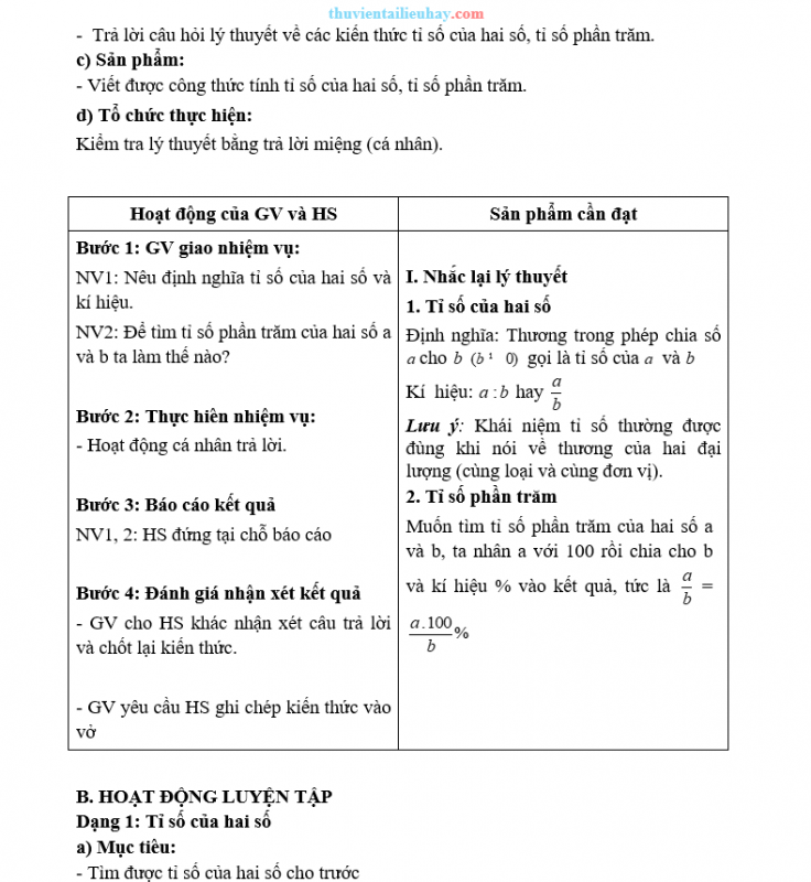 Giáo Án Dạy Thêm Toán 6 Tỉ Số Và Tỉ Số Phần Trăm