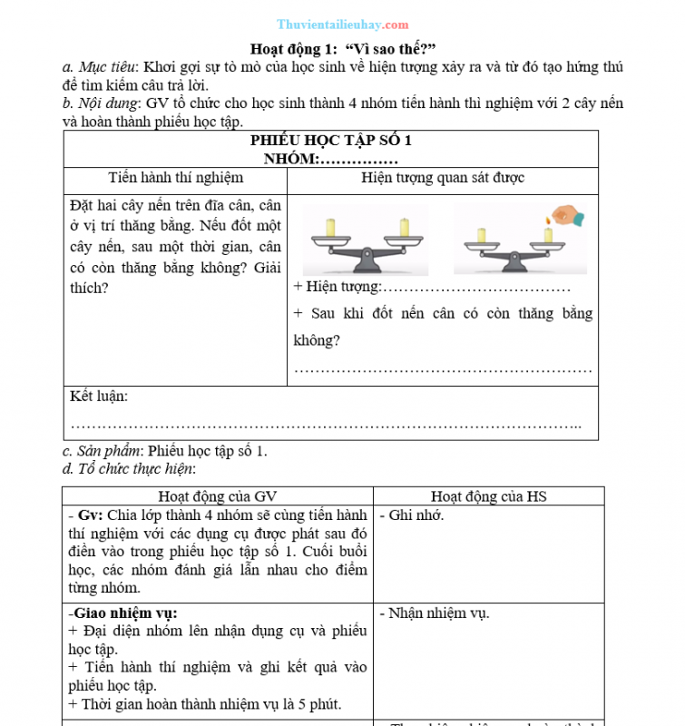 Giáo Án KHTN 8 KNTT Bài 5 Định Luật Bảo Toàn Khối Lượng Và Phương Trình Hóa Học