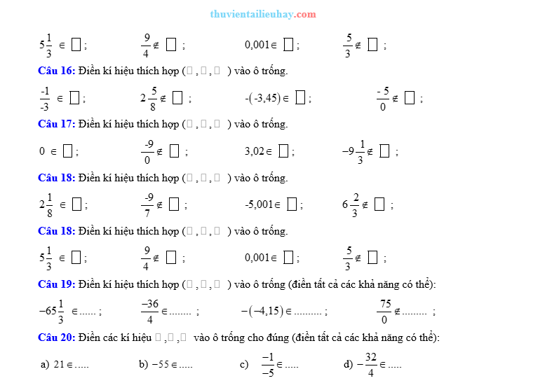 Các Dạng Toán Về Tập Hợp Số Hữu Tỉ Lớp 7