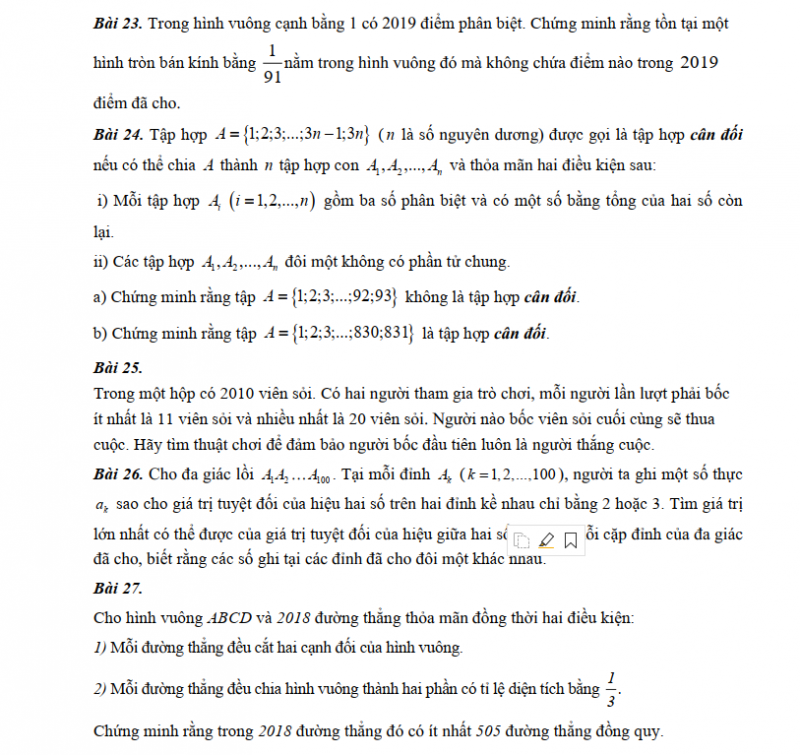 Chuyên Đề Các Bài Toán Thực Tế - Logic - Dirichle Trong Đề Thi HSG