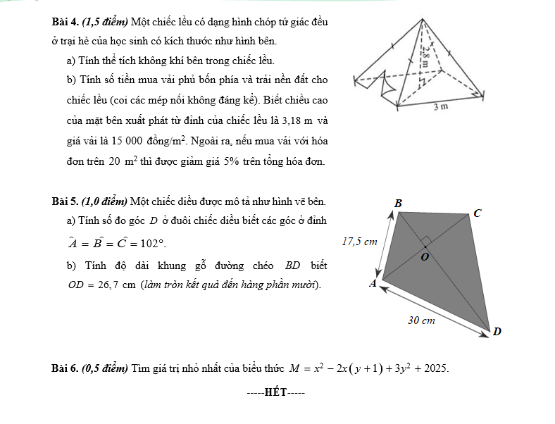 Đề Thi Giữa Kì 1 Môn Toán Lớp 8 Sách Cánh Diều