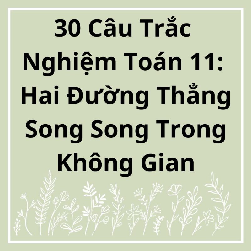 30 Câu Trắc Nghiệm Toán 11: Hai Đường Thẳng Song Song Trong Không Gian