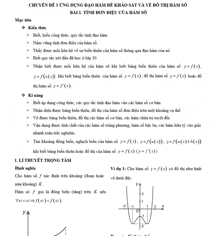 Chuyên Đề Khảo Sát Hàm Số Toán Lớp 12 File Word