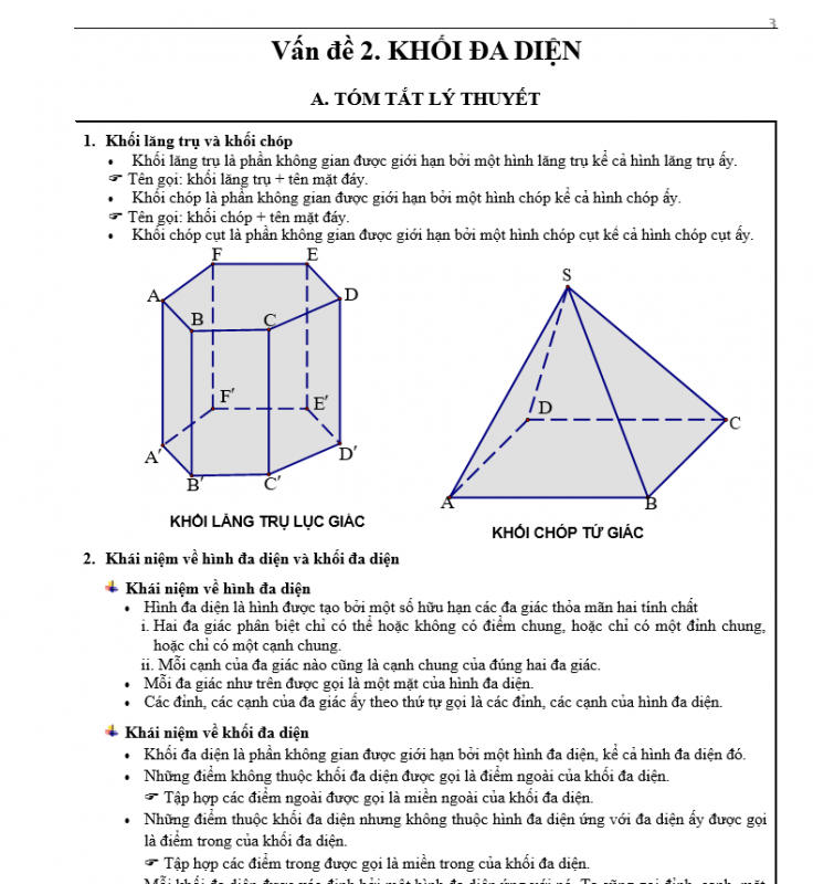 Chuyên Đề Toán 12: Khối Đa Diện Và Thể Tích Khối Đa Diện