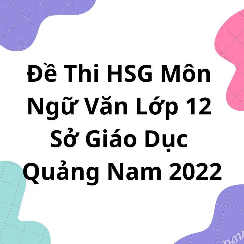 Đề Thi HSG Môn Ngữ Văn Lớp 12 Sở Giáo Dục Quảng Nam 2022