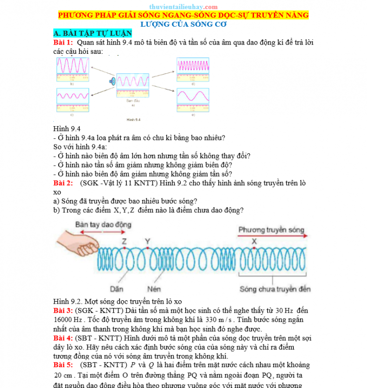 Phương Pháp Giải Sóng Ngang Sóng Dọc Sự Truyền Năng Lượng Của Sóng Cơ