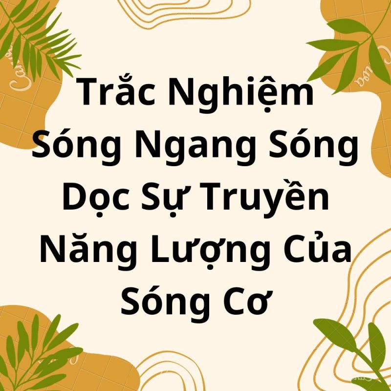 Trắc Nghiệm Sóng Ngang Sóng Dọc Sự Truyền Năng Lượng Của Sóng Cơ