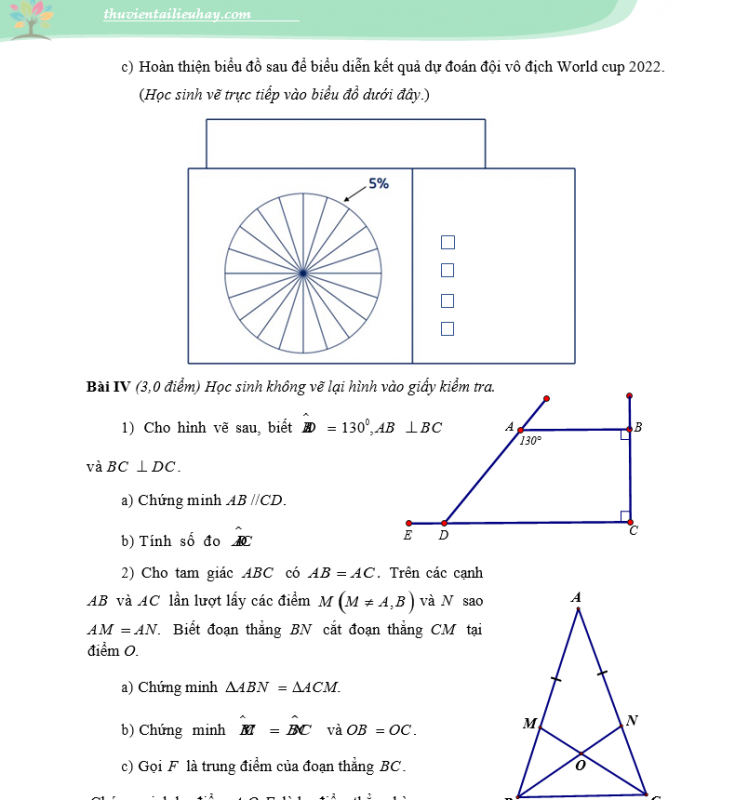 Đề Thi Học Kì 1 Môn Toán Lớp 7 Chương Trình Mới